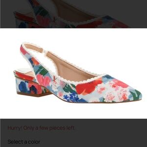 Chinese Laundry Floral Slingback Low Block Heel Pumps - White/Multi